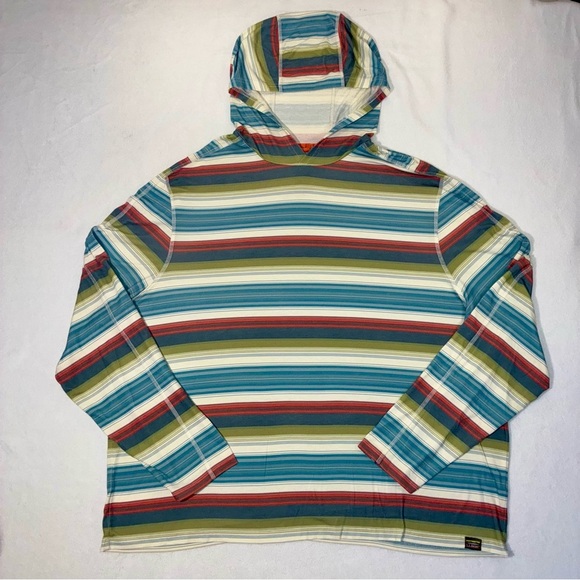 L.L. Bean SunSmart Hoodie Mens XXL Southwest Stripe UPF 50+ Long Sleeve Tee - Picture 1 of 5